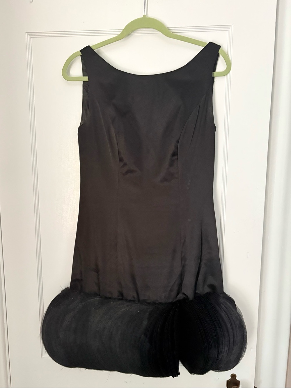 Black Satin Cocktail Dress with Flared Hem